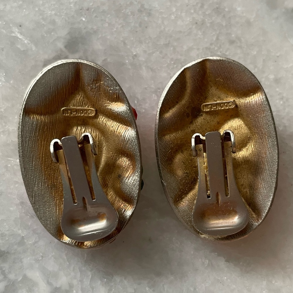 Vintage Don Lin clip Earrings Rhinestone - Picture 2 of 2